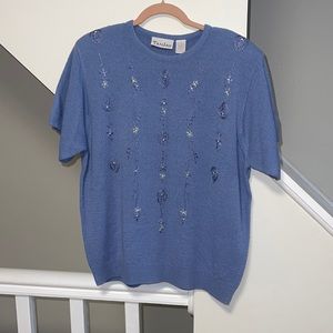 Blue Short-Sleeved Sweater